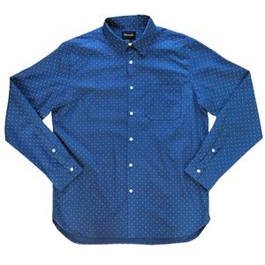 Men's Diamond Supply Co. Navy Blue Polka Dot Long Sleeve Button-Up Shirt X-Large